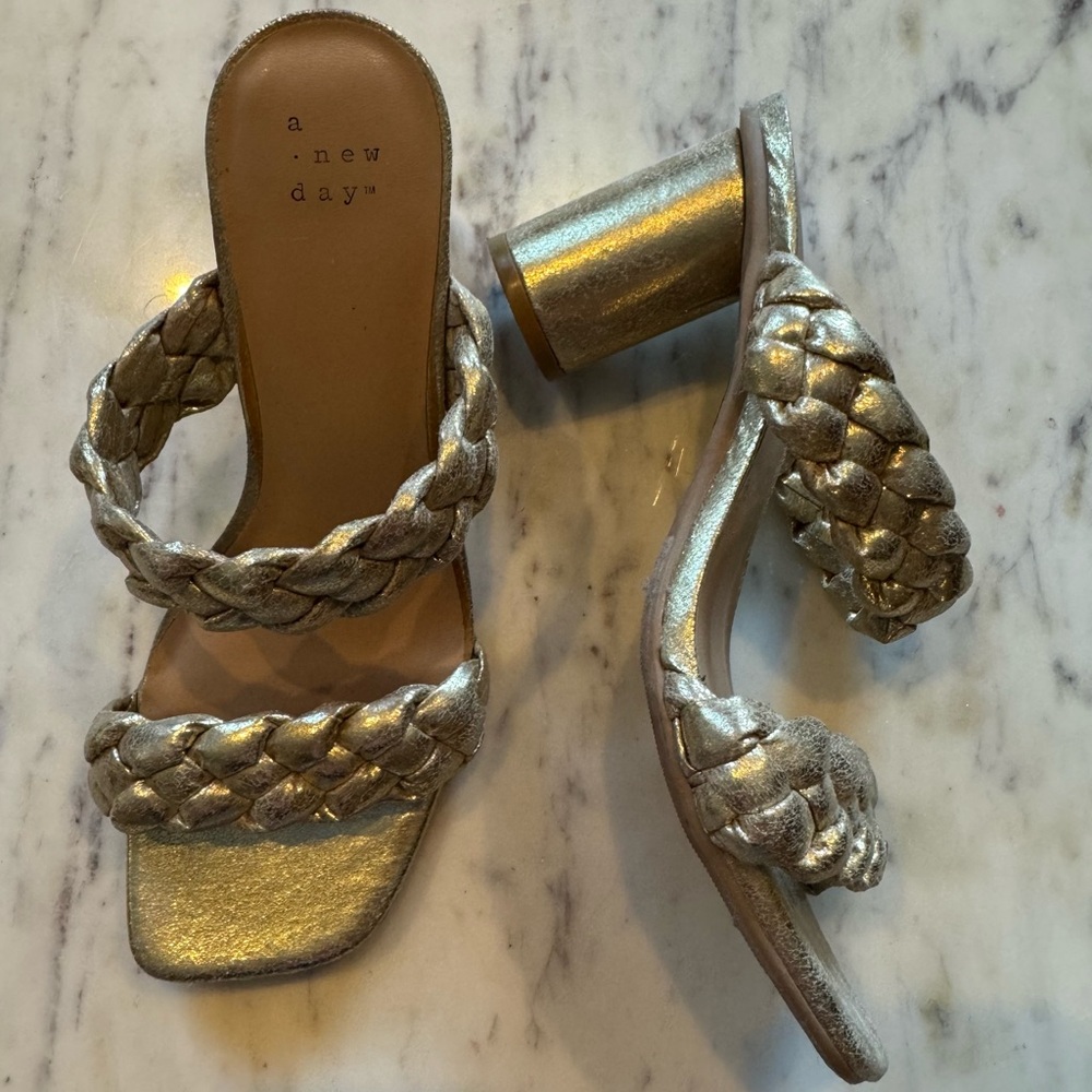 A New Day Gold Braided 6.5 WIDE Sandals
